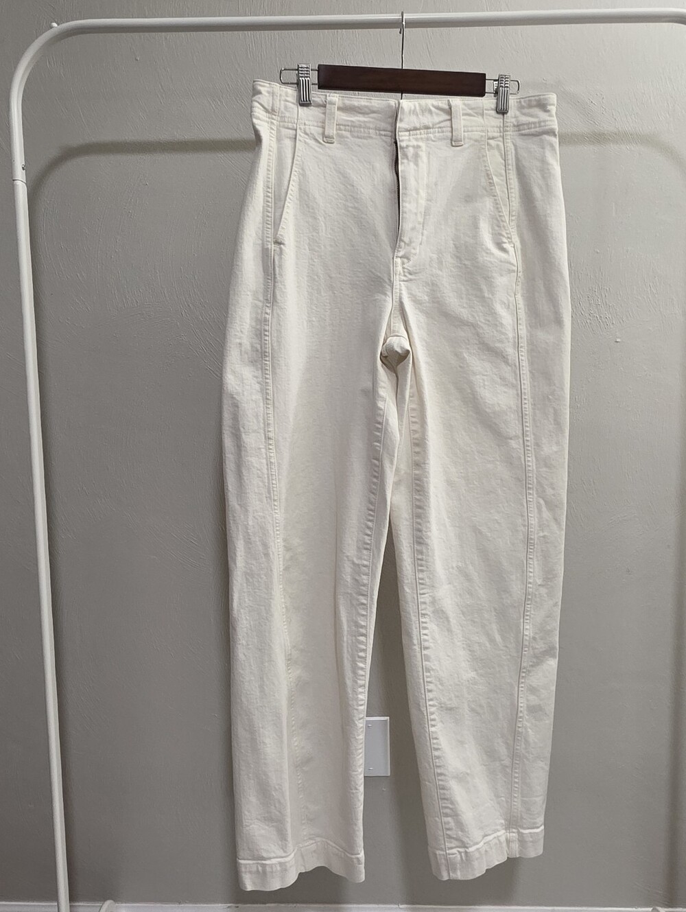 Madewell The Darted Barrel-Leg Utility Pant Tile White Size 30